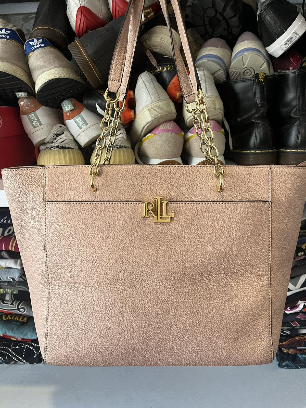 Polo Ralph Lauren LAUREN RALPH LAUREN MELLOW PINK LEATHER MEDIUM GRAB BAG Size ONE SIZE - 2 Thumbnail
