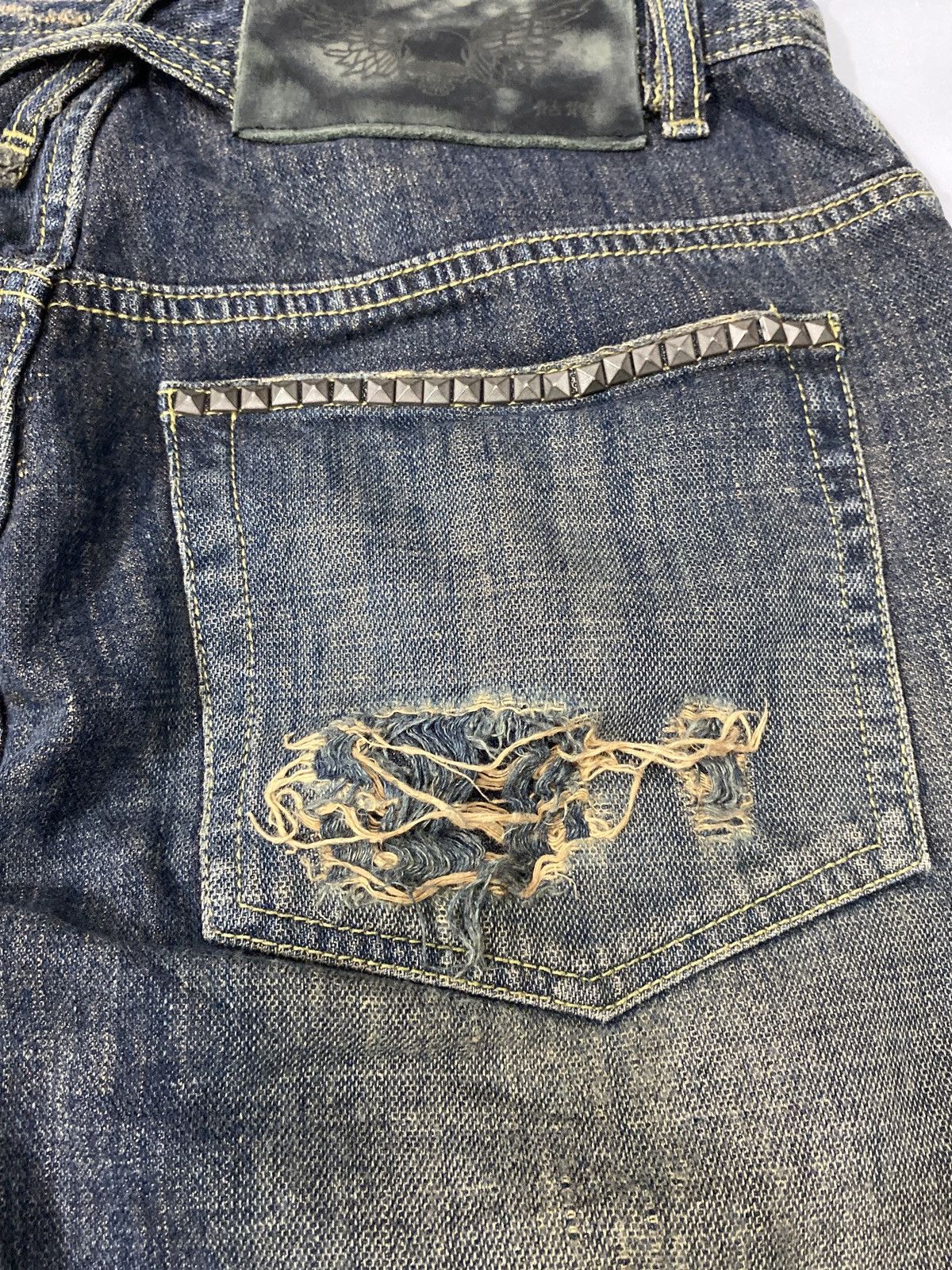 Tornado Mart Kulo Nipon Blue Baggy Distressed Studed Denim Pants Size US 32 / EU 48 - 7 Thumbnail