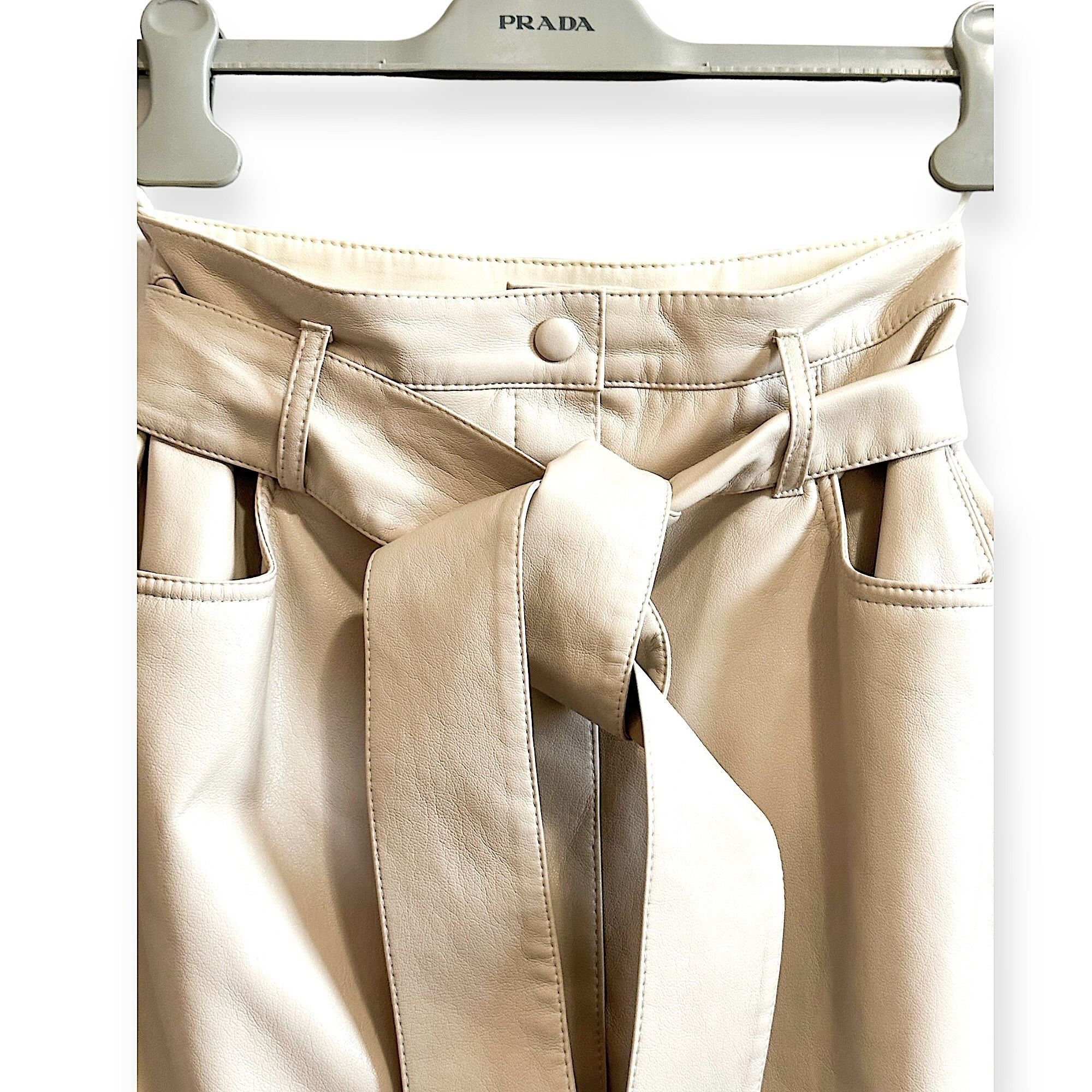 Nanushka Nanushka Cream Vegan Leather A-Line Belted Mini Skirt XS NWT Size 24" / US 00 / IT 34 - 9 Thumbnail