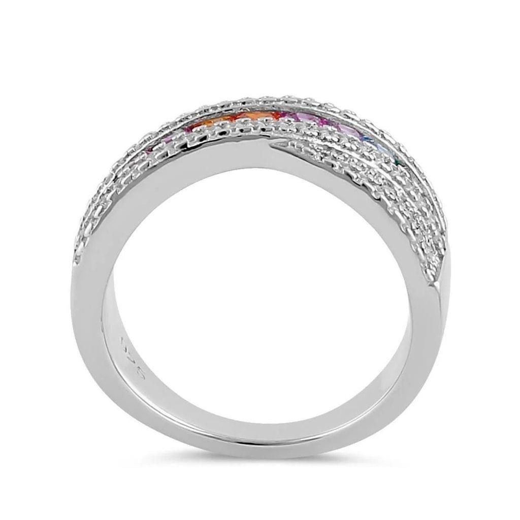 Other Sterling Silver Multicolor CZ Twist Ring New Size ONE SIZE - 3 Thumbnail