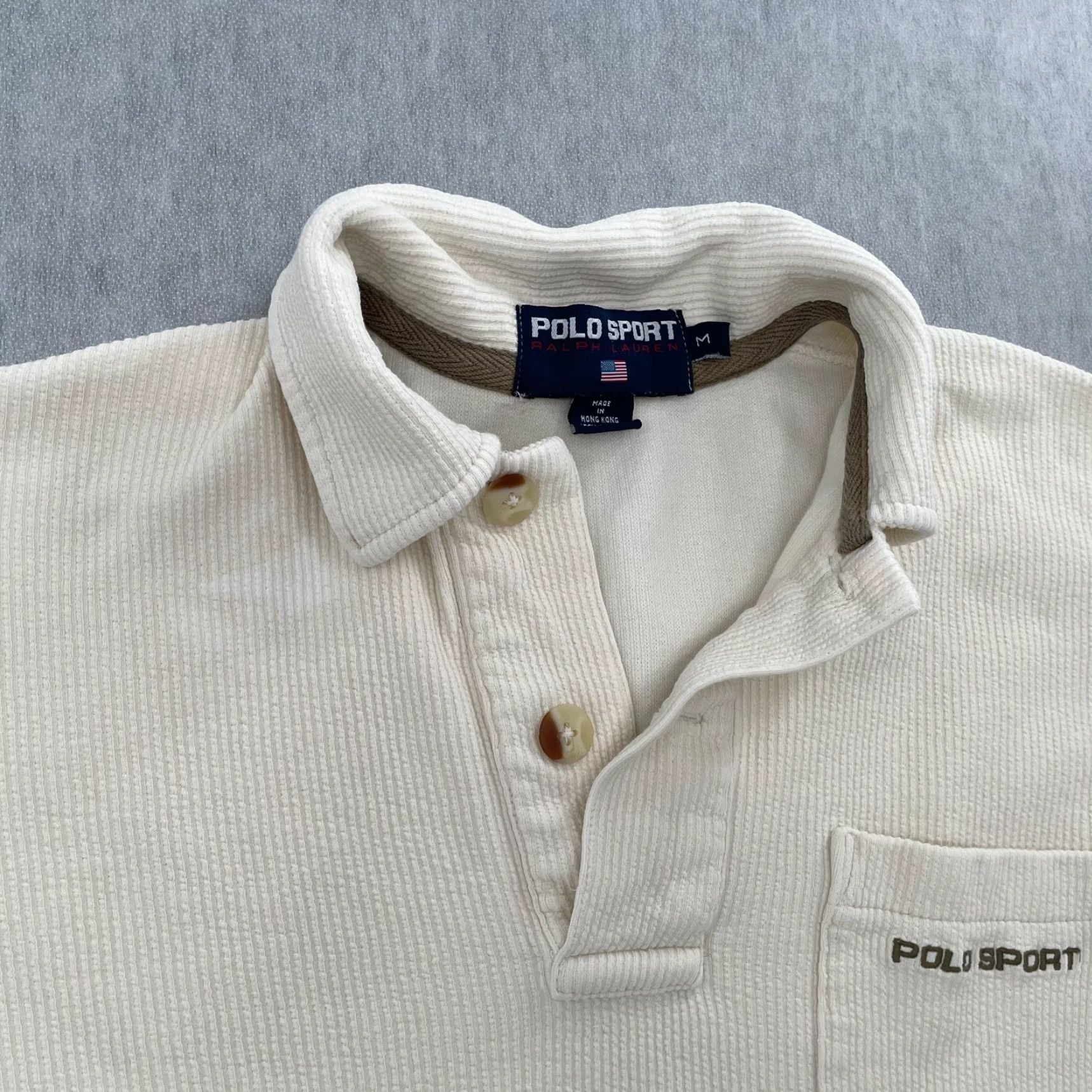 Polo Ralph Lauren VINTAGE Polo Ralph Lauren Sweater Adult Medium Beige Cotton Corduroy Long Sleeve Pullover Logo Men M Size US M / EU 48-50 / 2 - 4 Thumbnail