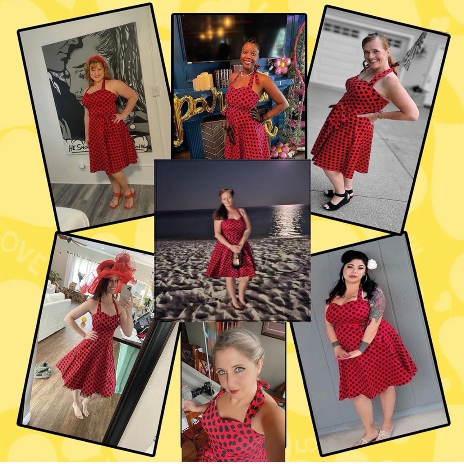 Other New Vintage Elegant Red Polka Dot Halter Dress 1950’s size S Size S / US 4 / IT 40 - 2 Thumbnail