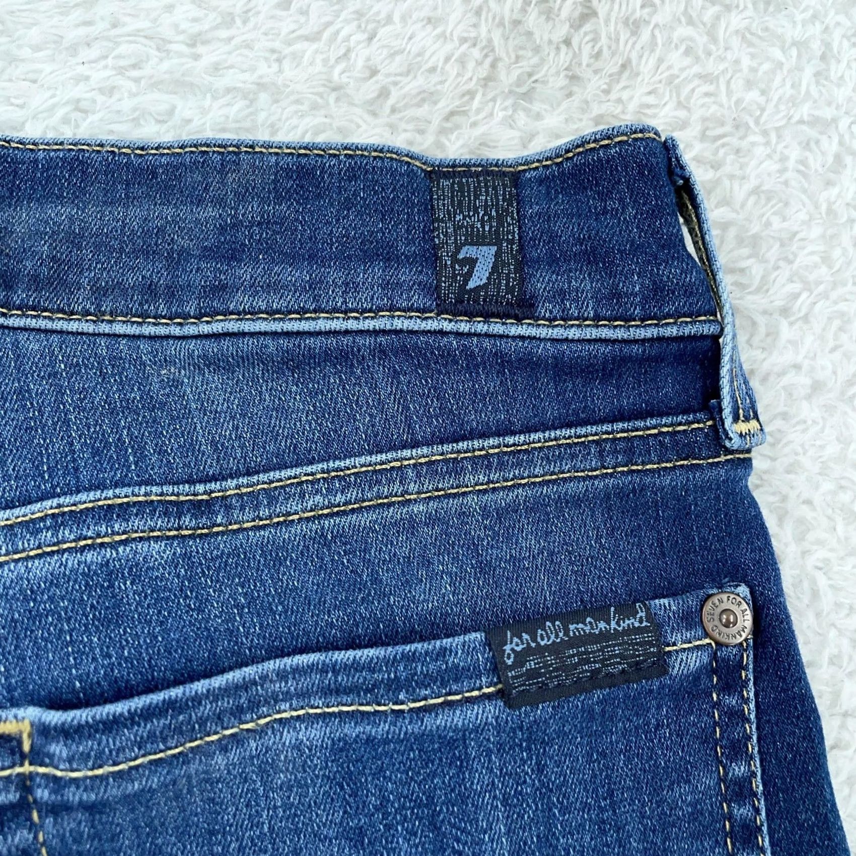 7 For All Mankind 7 For All Mankind Jeans Gwenevere Skinny Stretch Denim Mid Rise Womens 28x29 Blue Slim Pockets Solid Denim 90s Contemporary Womens Jeans Size 28" / US 6 / IT 42 - 5 Thumbnail
