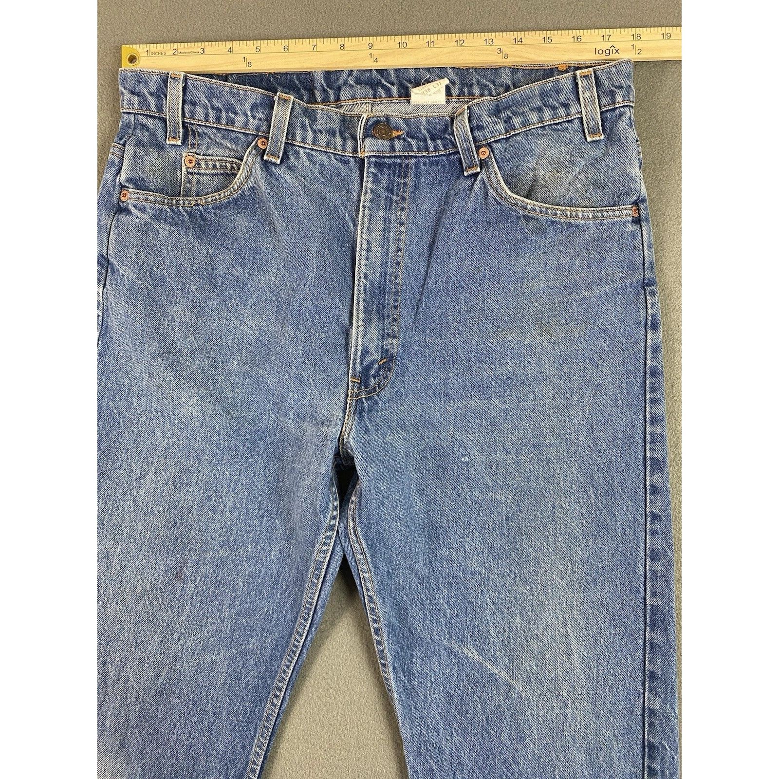 Levi's Levis-505 Jeans Blue Straight Distressed 1997 USA Orange Tab Size US 38 / EU 54 - 2 Thumbnail