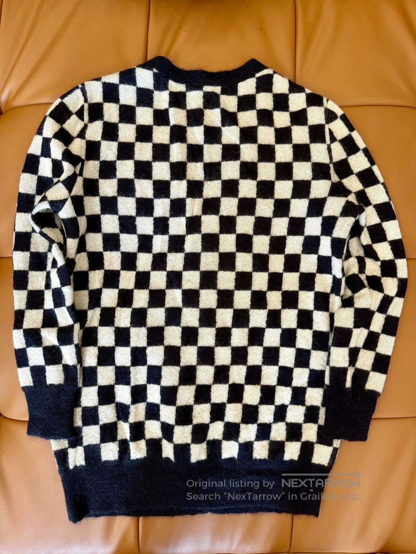 Saint Laurent Paris Checkered Open-Front Knit Cardigan. Size US M / EU 48-50 / 2 - 5 Thumbnail