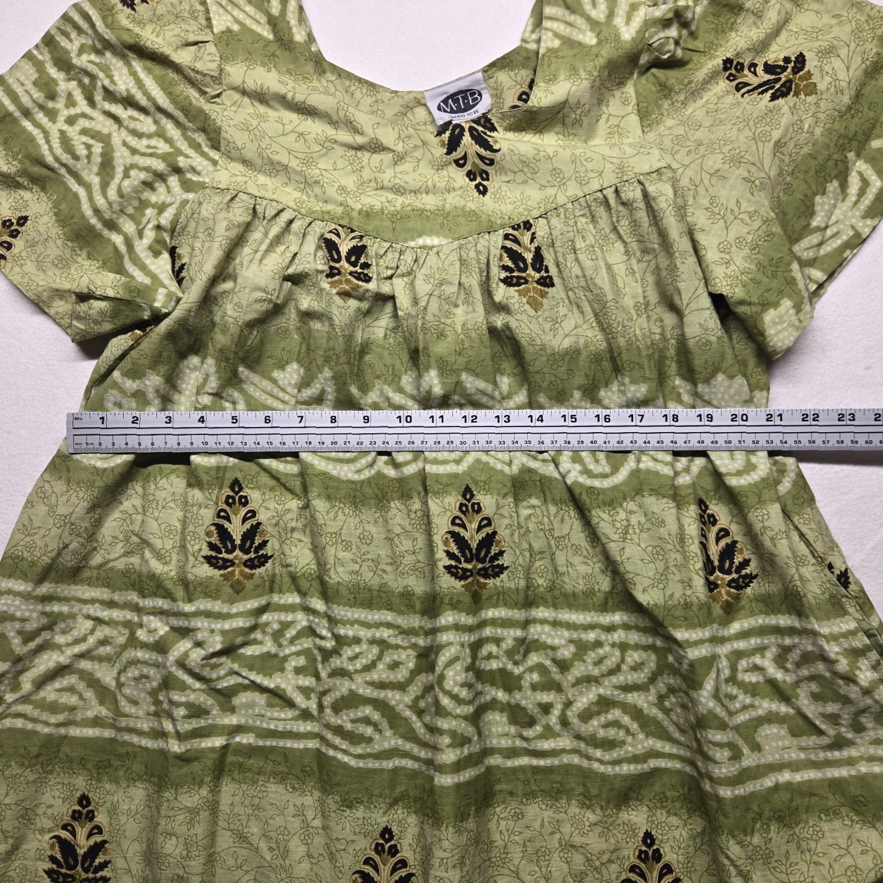 Vintage VINTAGE Meant to Be Floral Green Shift Dress Short Sleeve Pockets Adult Women's L Size 36" / US 14 / IT 50 - 6 Thumbnail