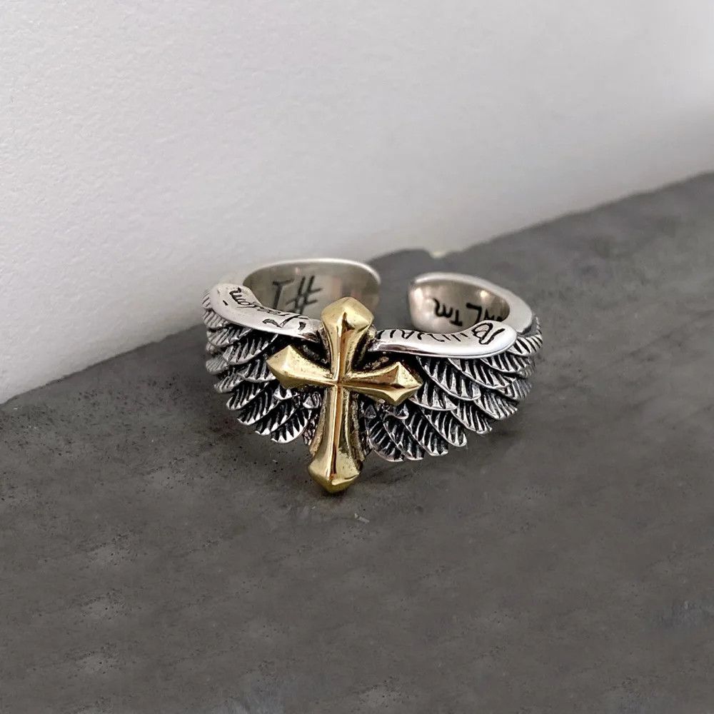 Designer × Jewelry Retro Cross Wings Ring Size ONE SIZE - 3 Thumbnail