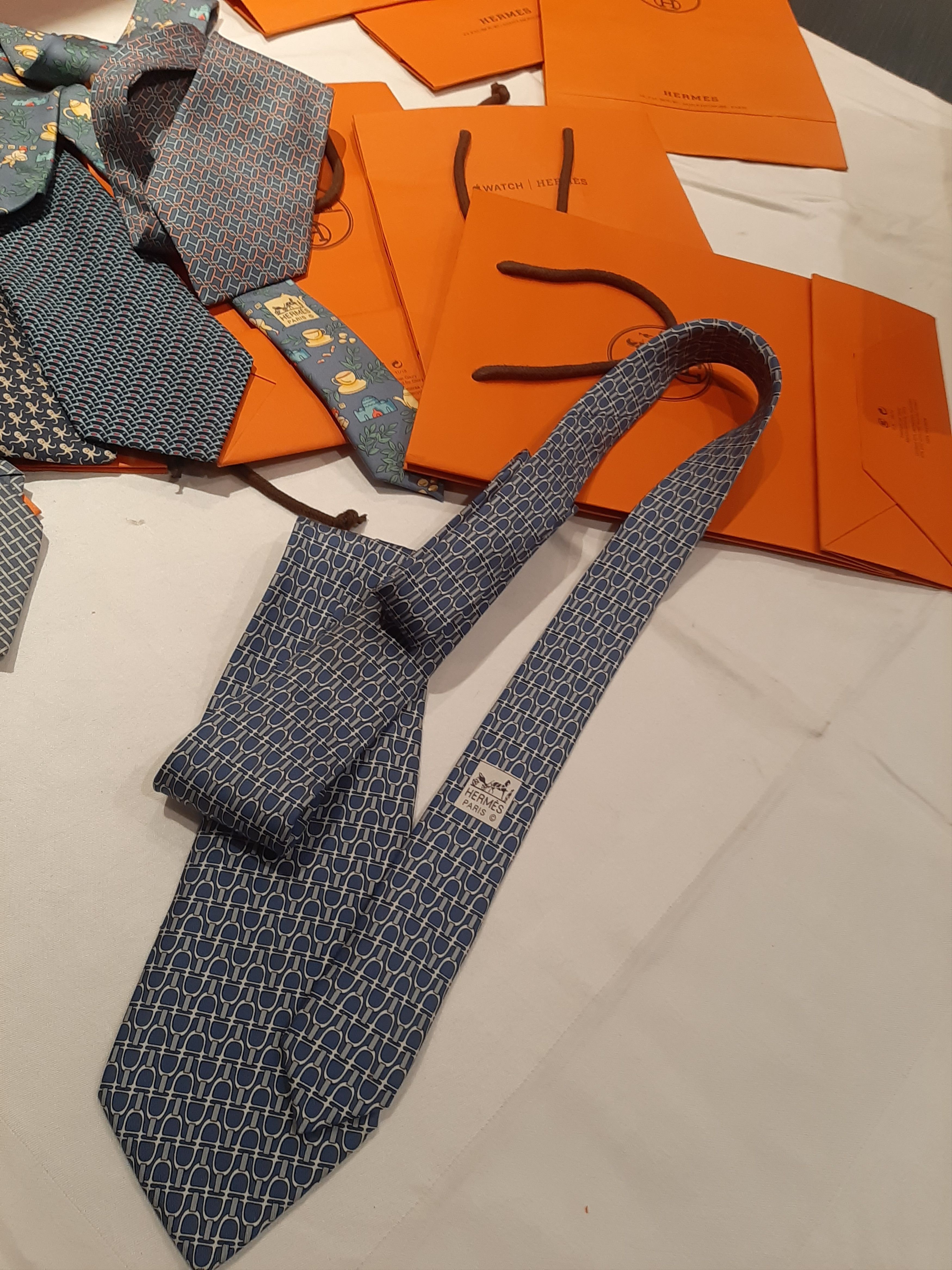 Hermes Vintage Hermès Silk Tie Blue Geometric pattern Vintage 8cm Size ONE SIZE - 1 Thumbnail