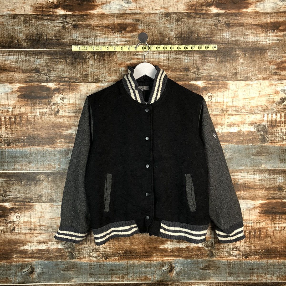 Japanese Brand Bon Maren Black Bombers varsity Jacket #A1759 Size M / US 6-8 / IT 42-44 - 1 Thumbnail