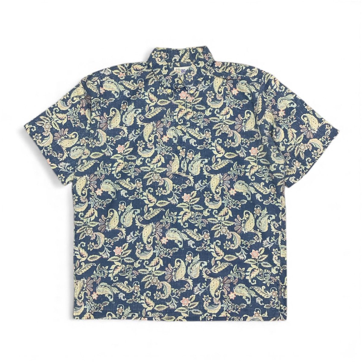 Vtg 80's Reyn Spooner Half Button Paisley Hawaiian Shirt