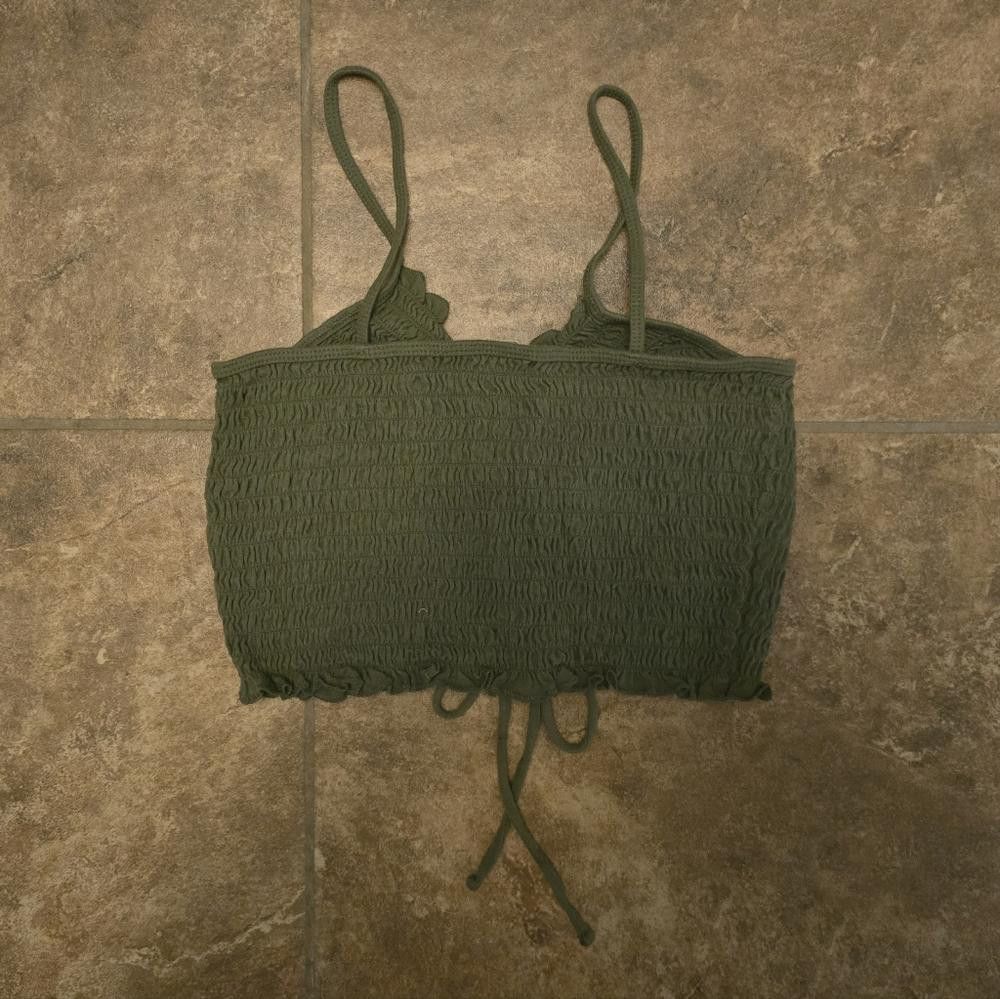 Aeropostale Olive Front Scrunched Aero Cropped Tank Size L / US 10 / IT 46 - 2 Thumbnail