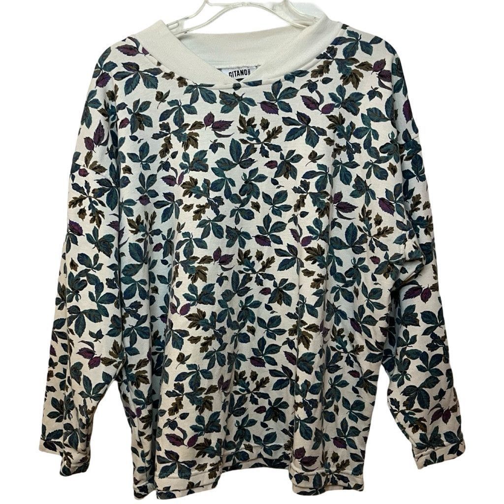 Vintage Vtg 90s Gitano Leaves Pullover Comfy Sweater Sweatshirt XL Size XL / US 12-14 / IT 48-50 - 2 Thumbnail