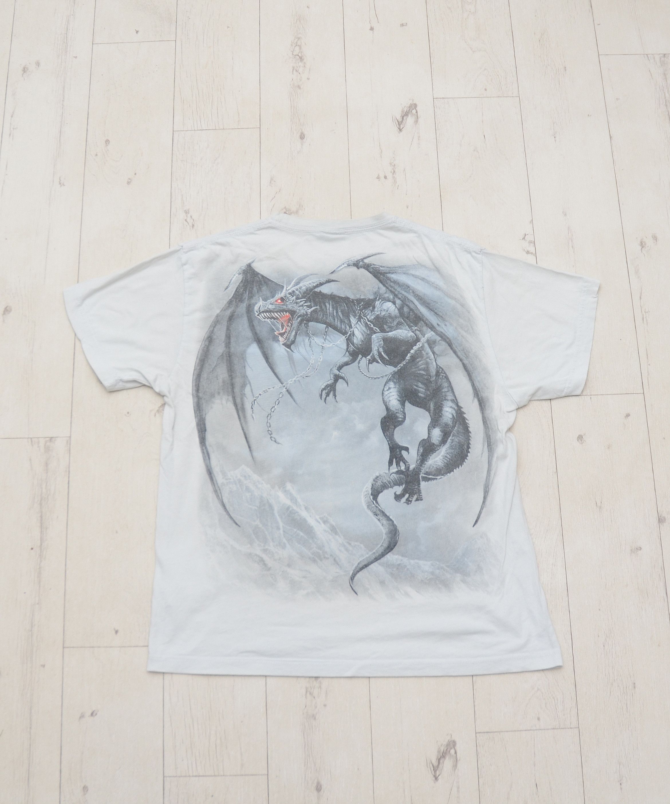 Japanese Brand × Vintage Y2K All Over Print Style Dragon T-Shirt Tee Spiral Direct Size US L / EU 52-54 / 3 - 2 Thumbnail