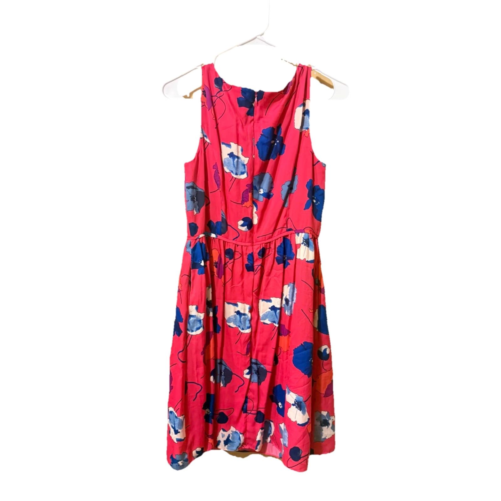 Adrianna Papell Colorful Floral Silk Fit & Flare Dress Sleeveless V-Neck  Knee Length 10P Women