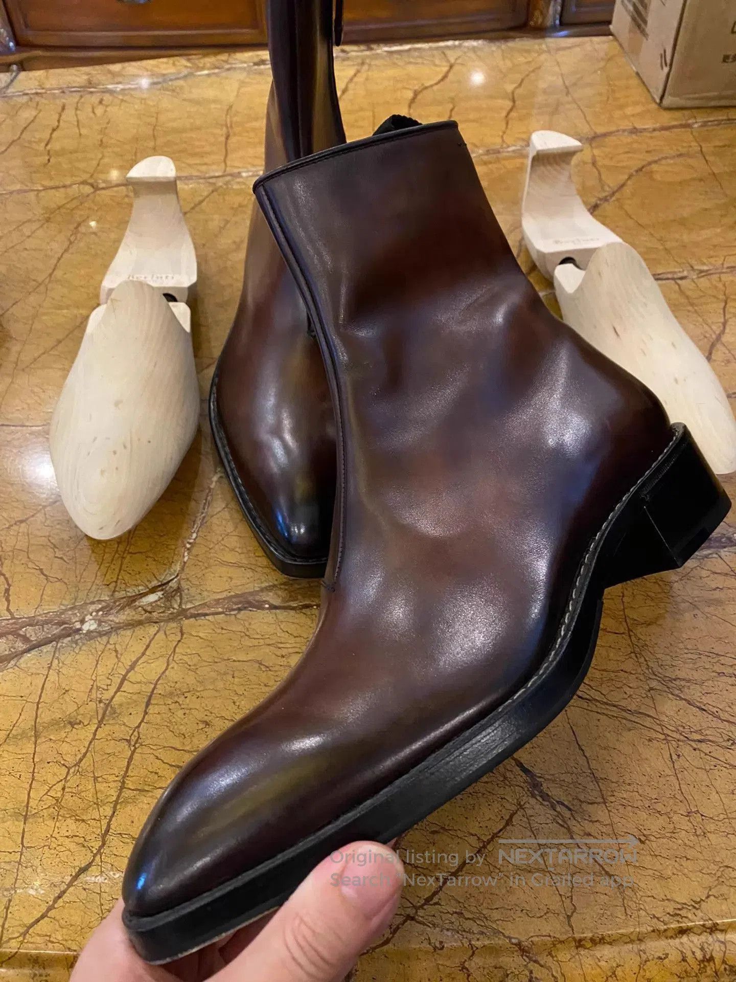 Berluti Brown Leather Ankle Boots Size 7.5. Size US 7.5 / EU 40-41 - 2 Thumbnail