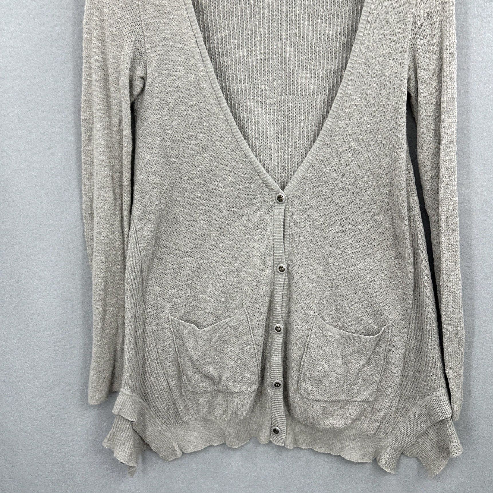 Free People VINTAGE Free People Cardigan Sweater Women's XS Gray Bohemian Casual Knit Fall Winter Spring Summer Size XS / US 0-2 / IT 36-38 - 3 Thumbnail