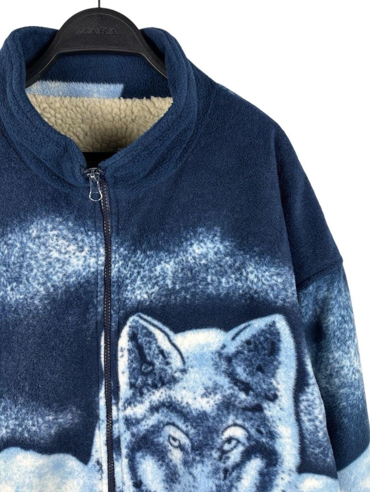 Other Vintage Wolf Sherpa Fleece Jacket Art Animal All Over Print Size US XXL / EU 58 / 5 - 3 Thumbnail
