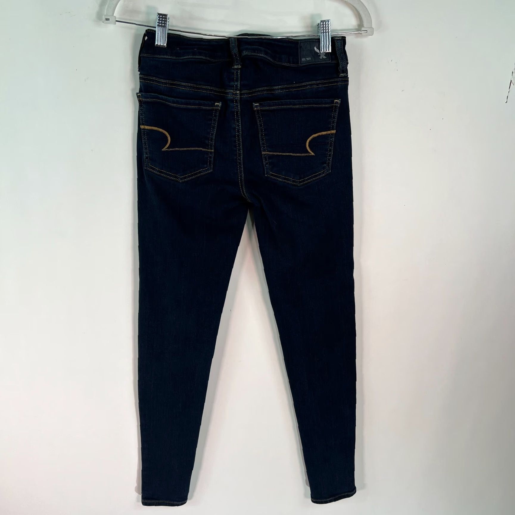 American Eagle Outfitters American Eagle Outfitters Womens Low Rise Super Stretch Blue Skinny Jeans Sz 2R Size 26" / US 2 / IT 38 - 2 Thumbnail