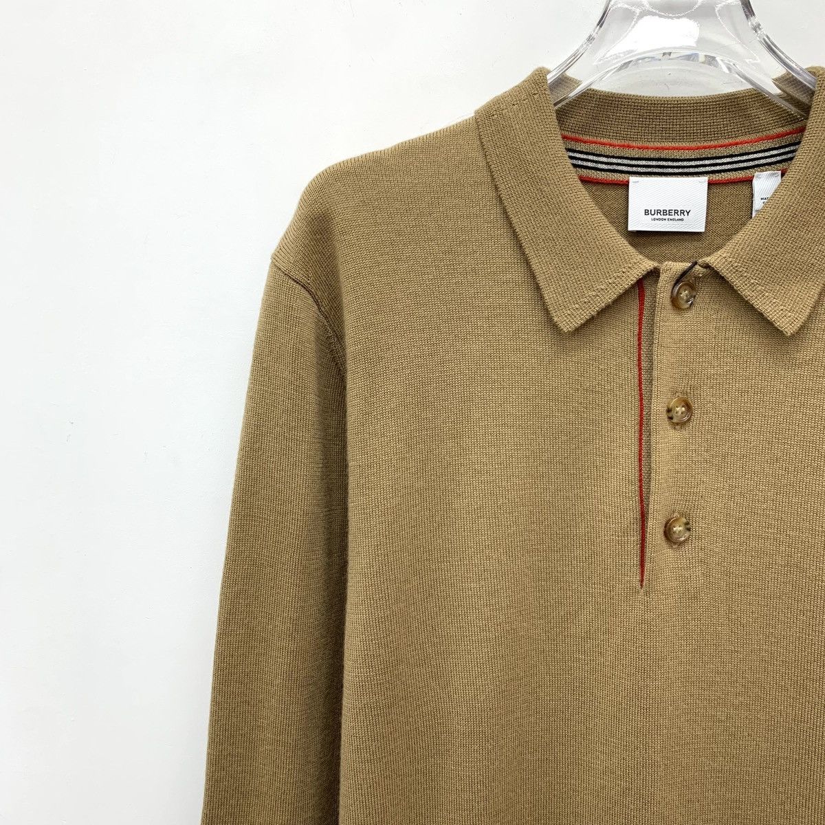 Burberry Burberry Dark Brown Wool Long Sleeve Knit Polo Shirt K26WX Size US S / EU 44-46 / 1 - 3 Thumbnail