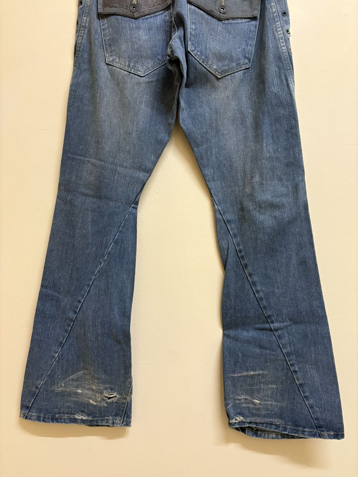 If Six Was Nine Vintage Nylaus Design Flare Jeans Parachute Denim Style Size US 30 / EU 46 - 12 Thumbnail