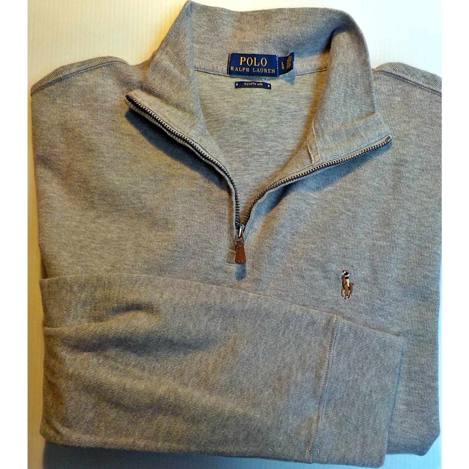 Polo Ralph Lauren Polo Ralph Lauren ESTATE RIB 1/4 Zip Sweater Gray L Large Cotton Pony Logo Mens Size US L / EU 52-54 / 3 - 2 Thumbnail