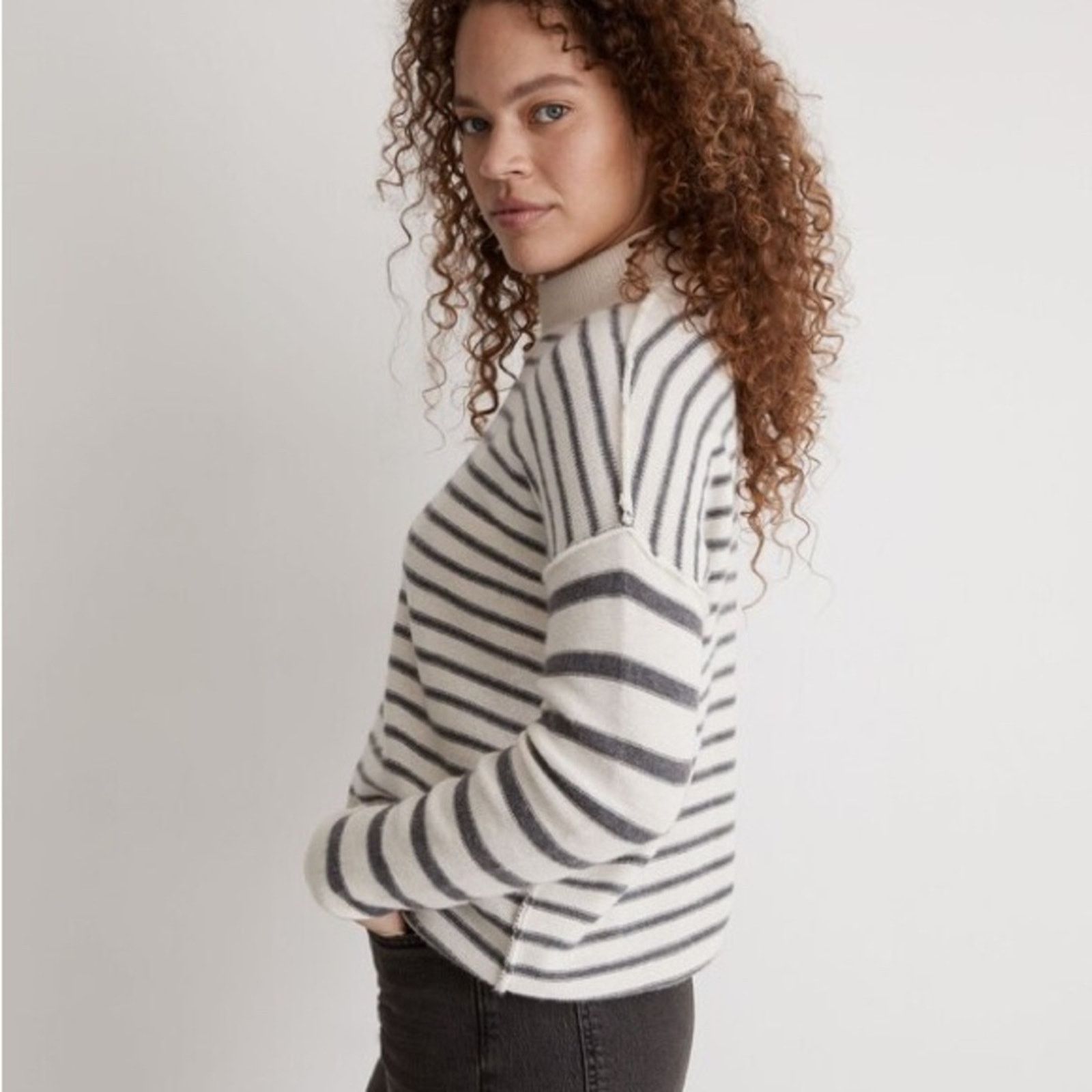 Madewell Madewell Stripe-Play Mockneck Wool Blend Sweater Women Small Size S / US 4 / IT 40 - 2 Thumbnail