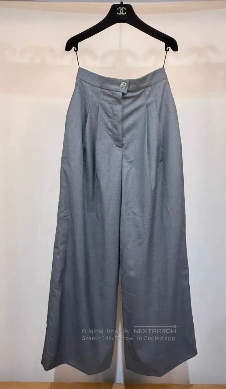 Chanel Chanel Grey wide-leg trousers Size 42" / US 20 - 2 Thumbnail