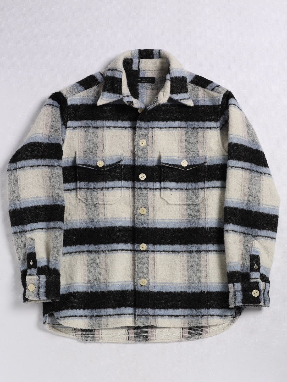 Allsaints Allsaints Rayado Ecru Flannel Plaid Check Overshirt Jacket Size US M / EU 48-50 / 2 - 1 Thumbnail