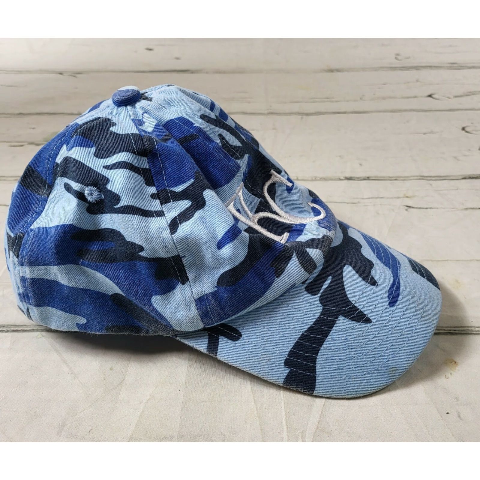 MLB KC Kansas City Royals MLB Adjustable Blue Camo Baseball Cap Mens Adjustable Cap Blue Camo Multicolor MLB Cap Kansas City Royals Baseball Cap Size ONE SIZE - 2 Thumbnail