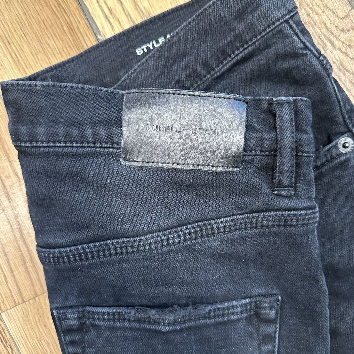 Purple Brand Purple Brand Knee Hole Patched Black Denim Jeans Size 29 Size US 29 - 4 Thumbnail