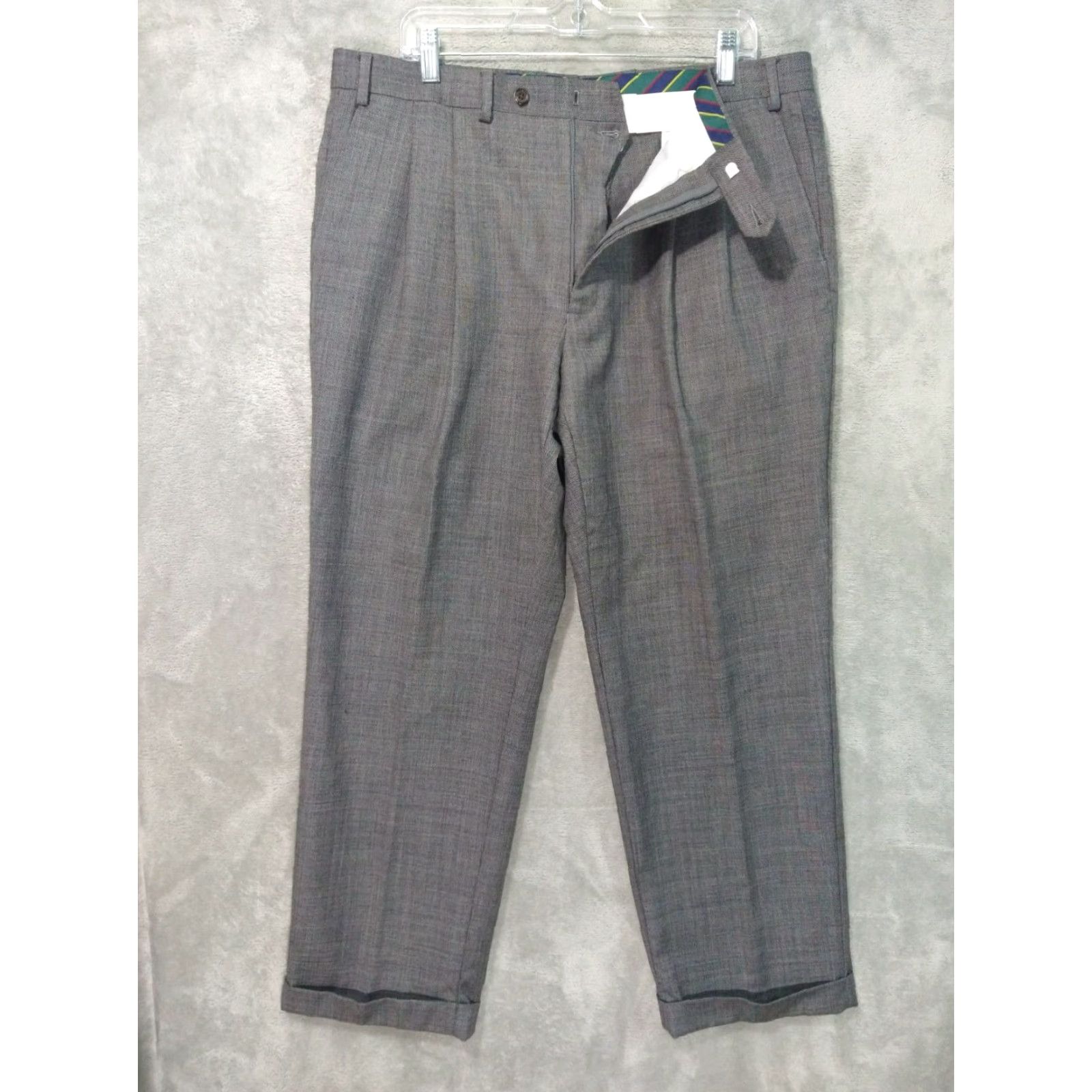 Chaps Chaps Dress Pants Mens 38x30 Gray Wool Straight Leg Pleated Cuffed Preppy Dress Pants Mens Gray Wool Straight Leg 38 30 Cuffed Pleated Preppy Mens Size US 38 / EU 54 - 2 Thumbnail