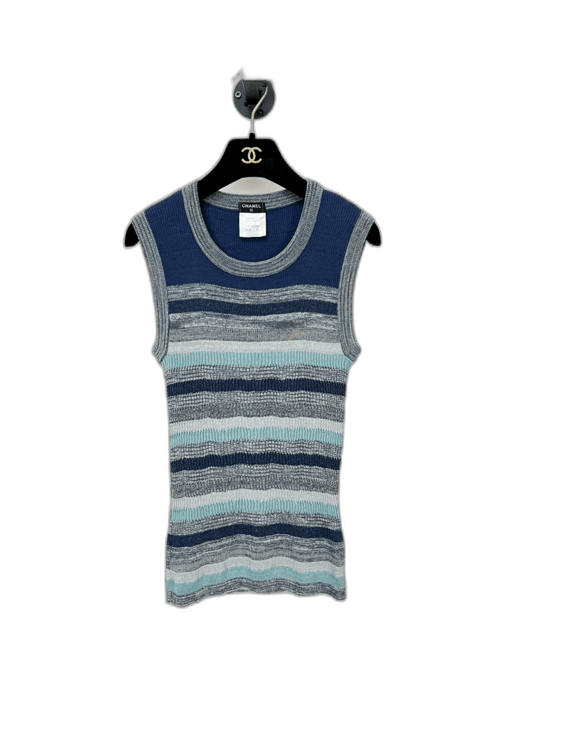 Chanel Striped Sleeveless Top Size 38 -2505