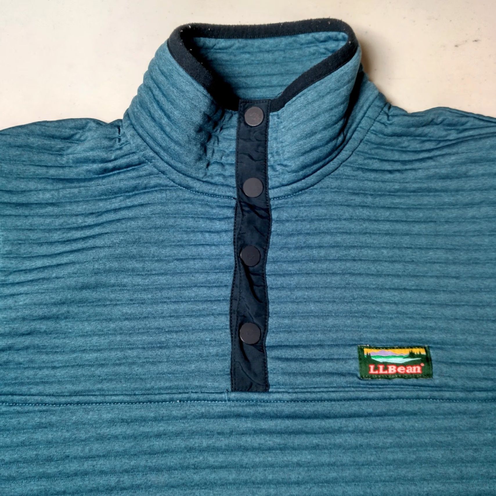 Vintage LL Bean Jacket Men Small Blue Ribbed Pullover Snap Up Shirt Outdoors Camp Hike Pullover jacket Mens Blue Ribbed Snap Band Collar Size US S / EU 44-46 / 1 - 2 Thumbnail