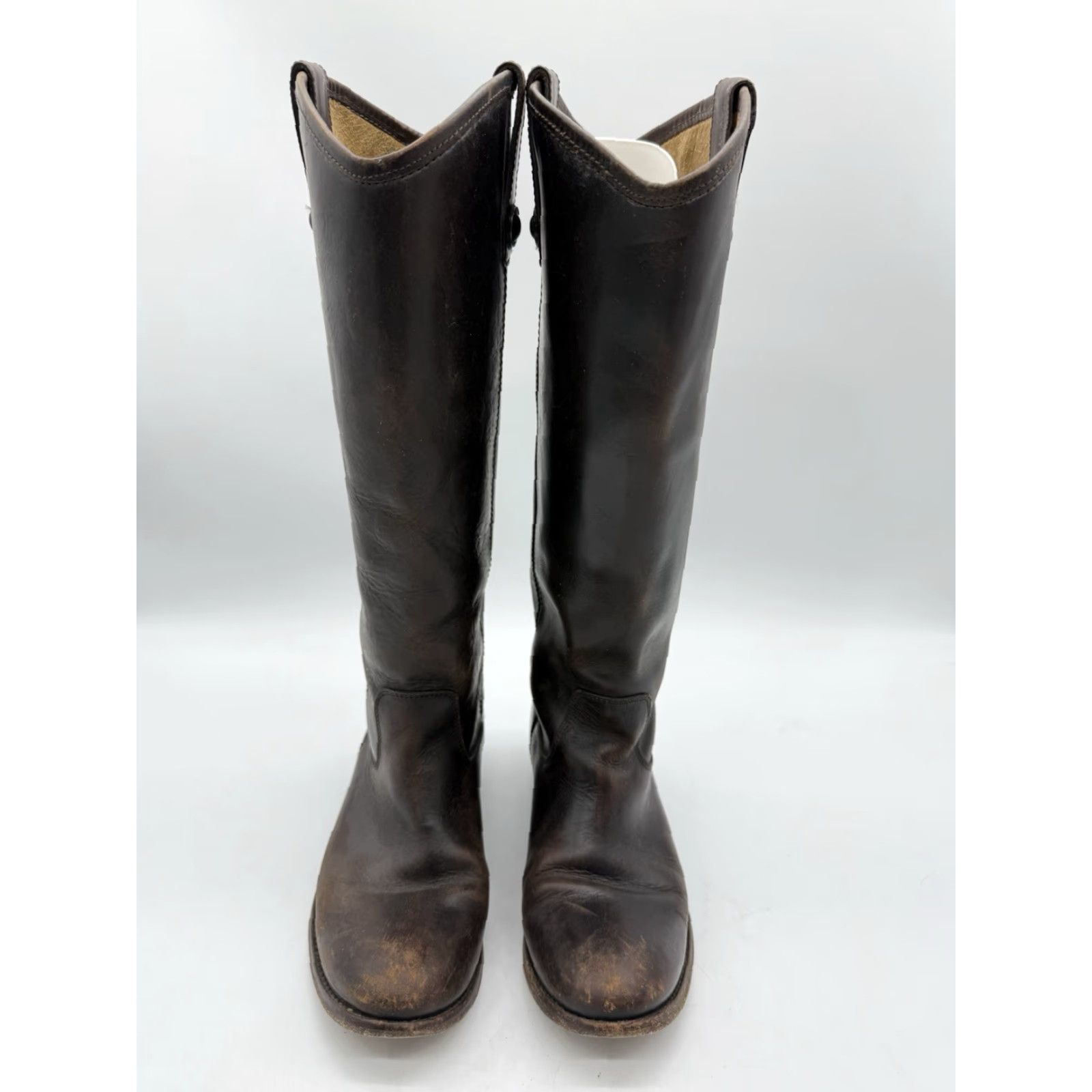 Frye Frye Melissa Riding Boot 7B Distressed Brown Leather Button Pull On Equestrian Womens Boots Size US 7 / IT 37 - 3 Thumbnail