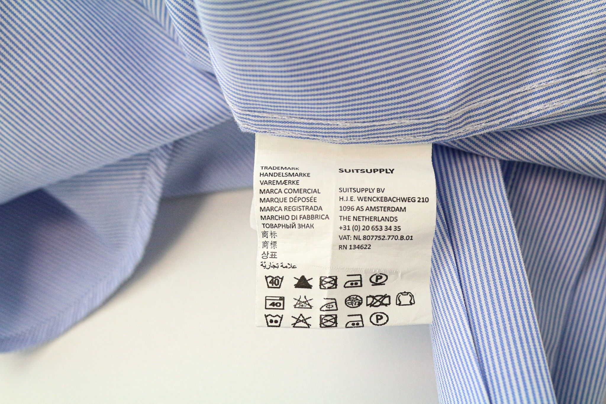 Suitsupply 40-7/15 3/4L Extra Slim Blue Cotton Striped Shirt 78459 Size 40R - 6 Thumbnail