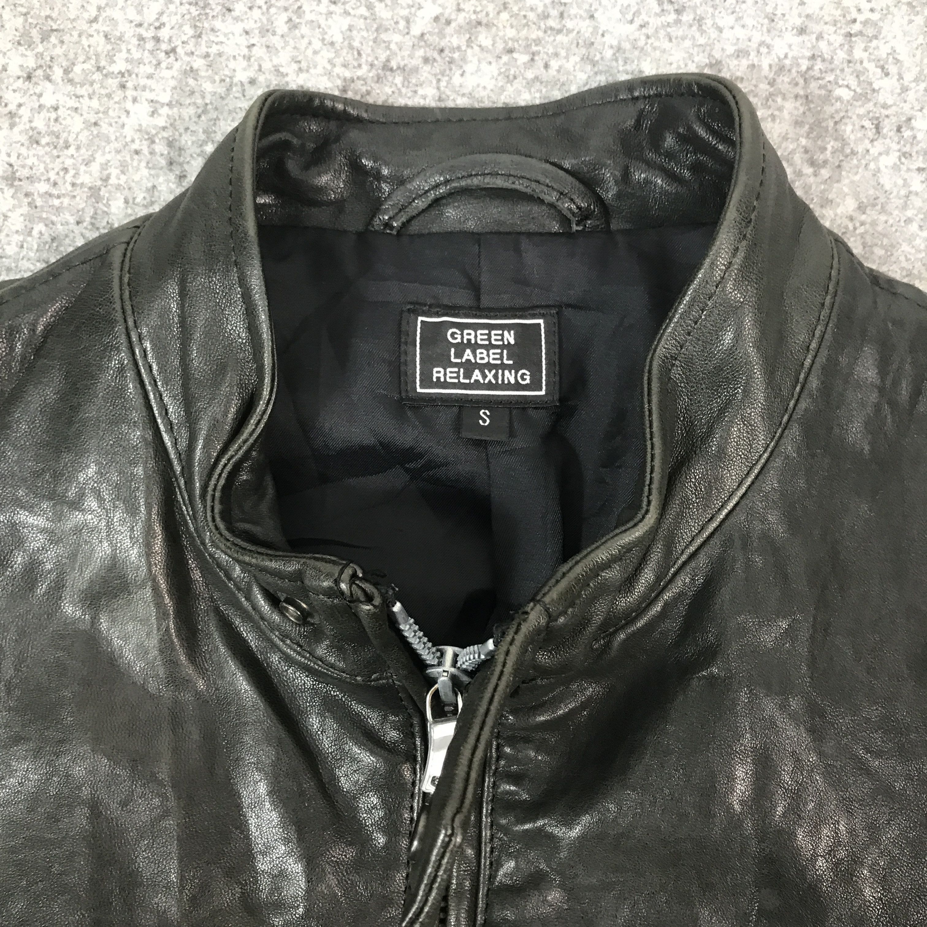 Japanese Brand Vtg green label Leather jacket biker style Size US S / EU 44-46 / 1 - 8 Thumbnail