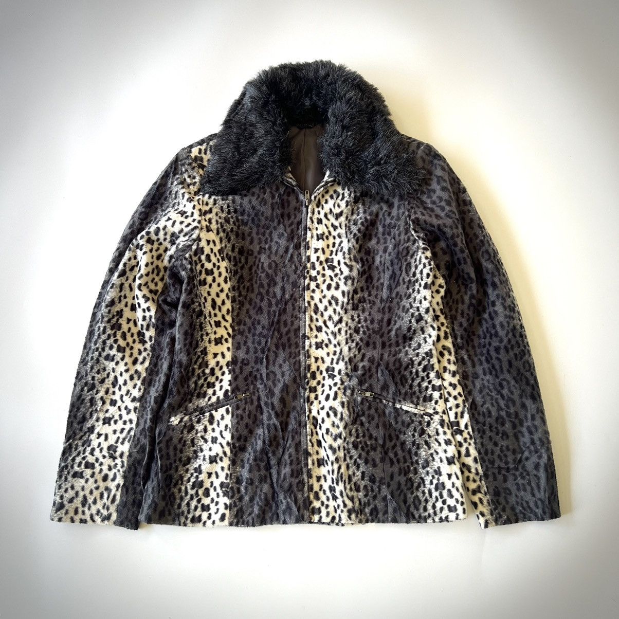 Japanese Brand Mon Refrain Japan Leopard Pattern Fur Jacket Y2K Size S / US 4 / IT 40 - 1 Thumbnail