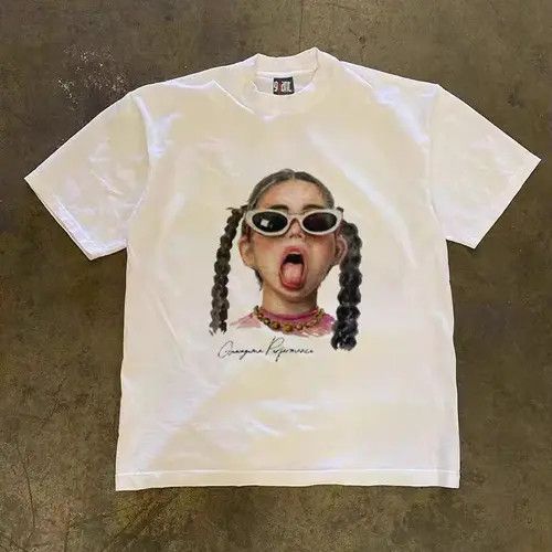 Japanese Brand × Vintage White casual retro trendy girls printed t-shirt Size US M / EU 48-50 / 2 - 3 Thumbnail