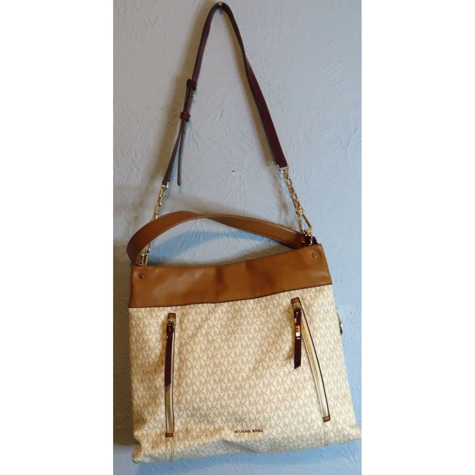 Michael Kors Michael Kors Lex Large Pebbled White Signature Hobo Purse Women Bag Charm Leather Gold Logo Vintage No Size ONE SIZE - 2 Thumbnail