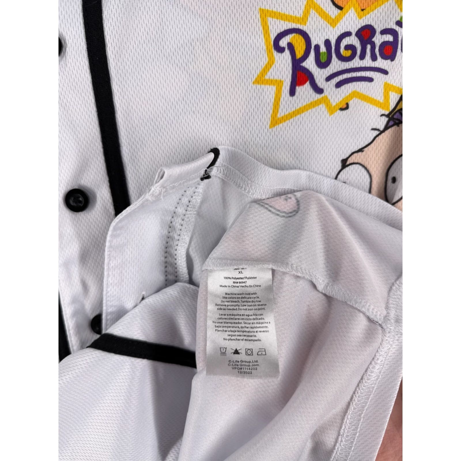 Nickelodeon VINTAGE Nickelodeon Jersey Adult XL White Rugrats Button Up 100% Polyester Shirt Mens 90s Size US XL / EU 56 / 4 - 7 Thumbnail