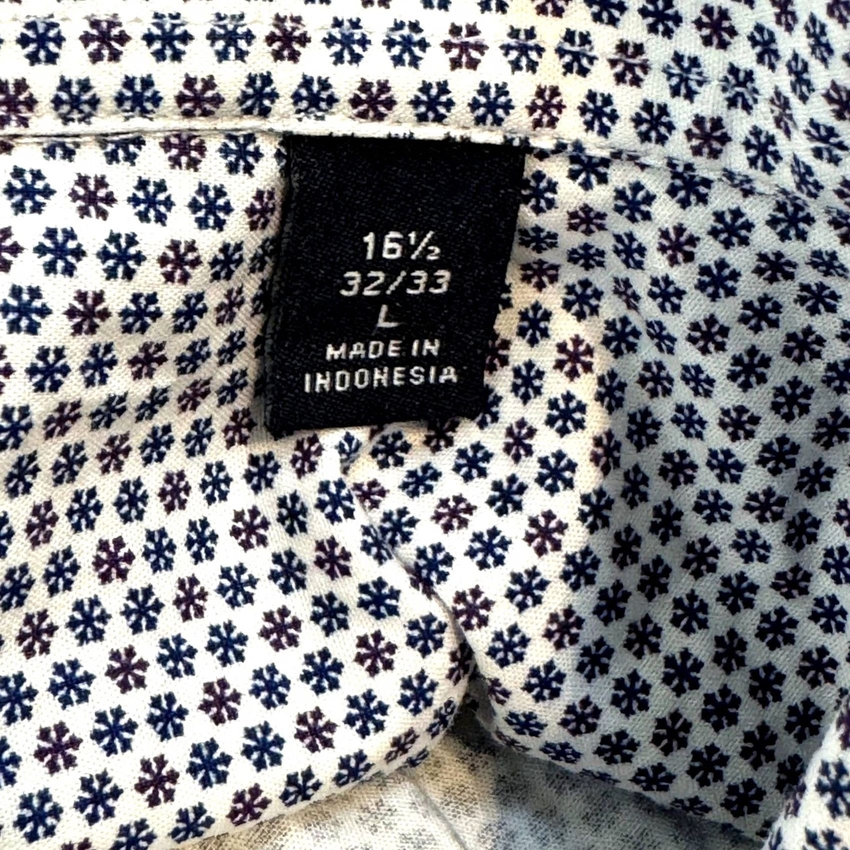 Tommy Hilfiger Tommy Hilfiger Dress Shirt Men L Slim Fit Navy White Long Sleeve Button Up M 32 Size 42R - 7 Thumbnail