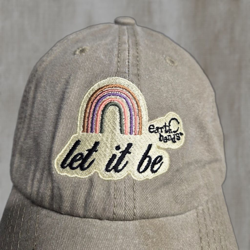 Rainbow Beige Hat Ball Cap Adult One Size Adjustable Rainbow Tan Beige Let It Be Peace Character Baseball Cap Womens Hat Size ONE SIZE - 1 Thumbnail