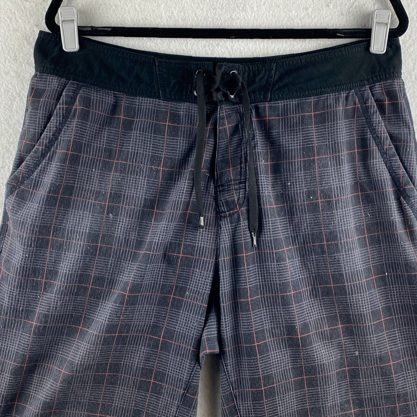 Prana Prana Boardshorts Mens 36 Black Plaid Drawstring Pockets Surf Beach Board Shorts Size US 36 / EU 52 - 2 Thumbnail