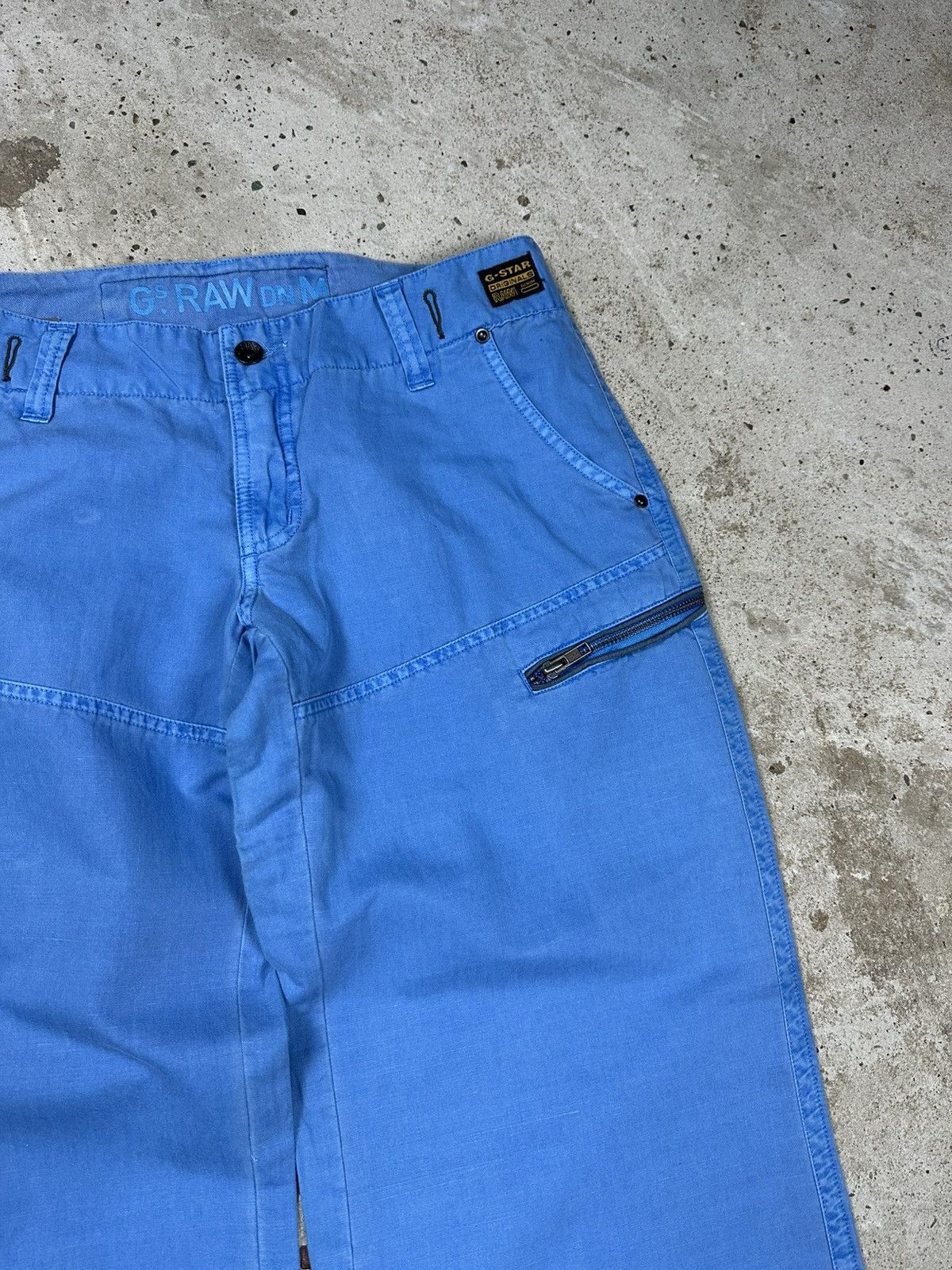G-Star × Japanese Brand × Vintage Vintage Y2K G Star Raw Baggy Blue Custom Army Pant Zippers Size US 31 - 6 Thumbnail