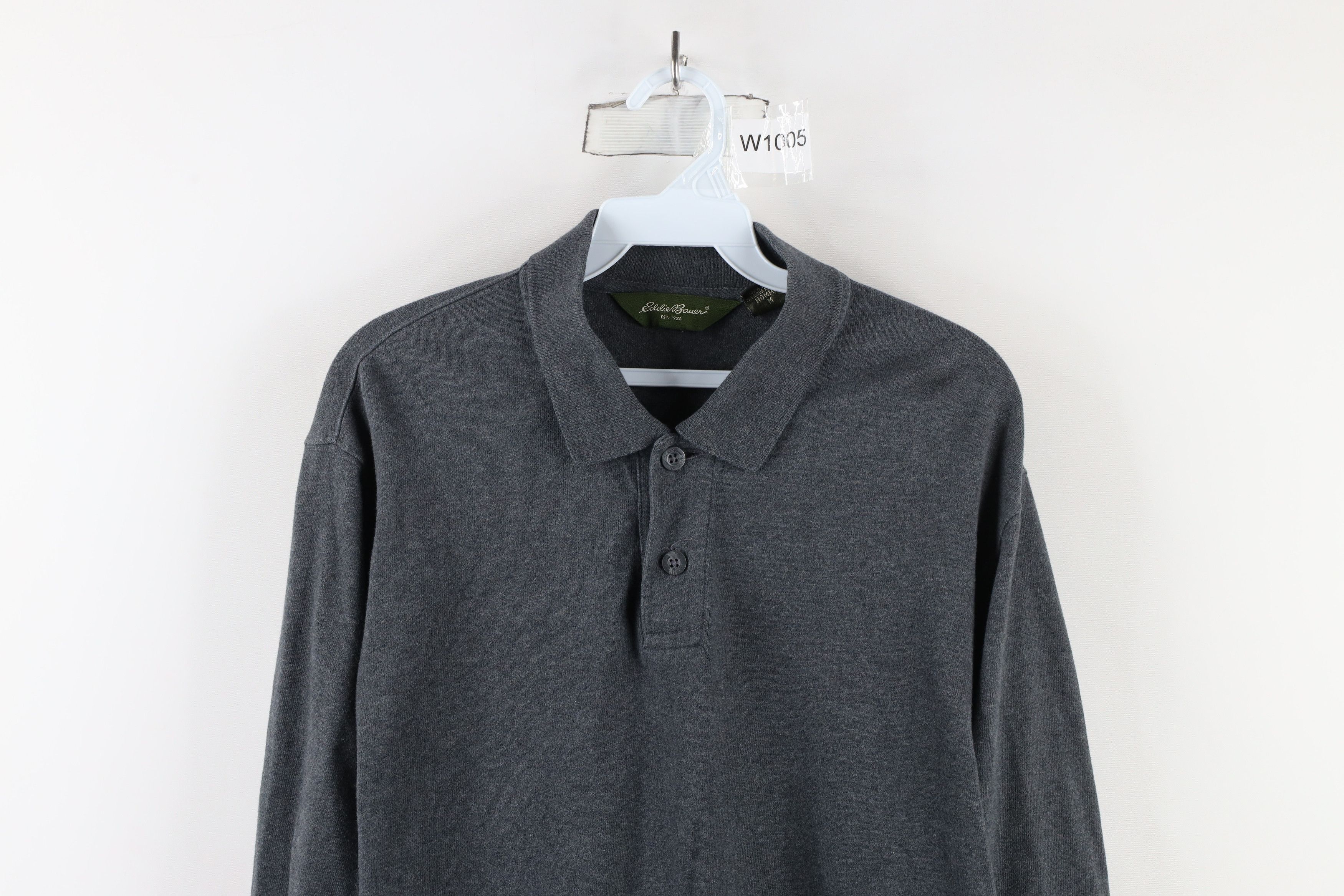 Eddie Bauer × Vintage Vintage 90s Eddie Bauer Long Sleeve Collared Rugby Polo Gray Size US M / EU 48-50 / 2 - 2 Thumbnail
