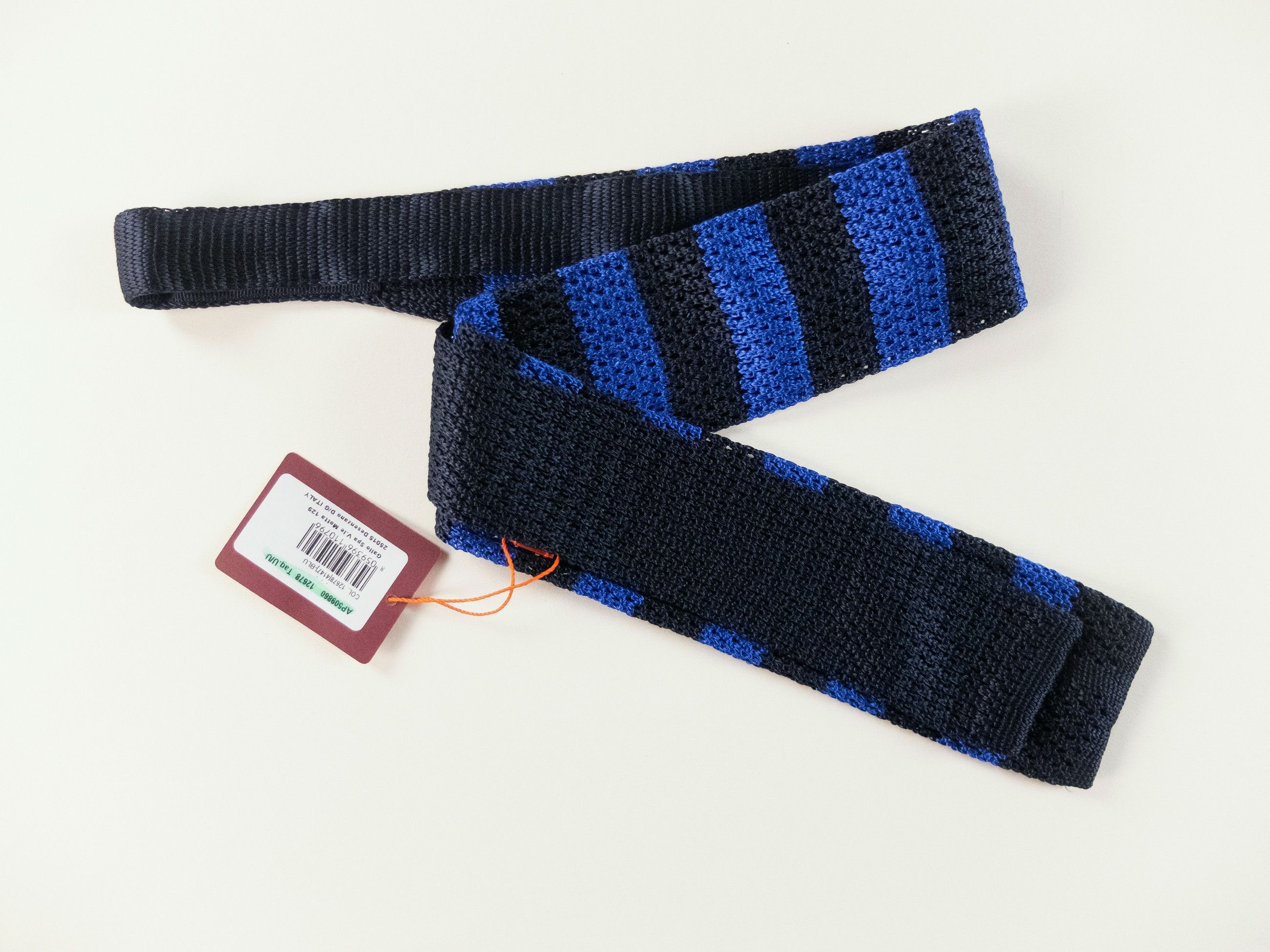 Other GALLO navy blue striped knit skinny silk tie Made in Italy Size ONE SIZE - 2 Thumbnail