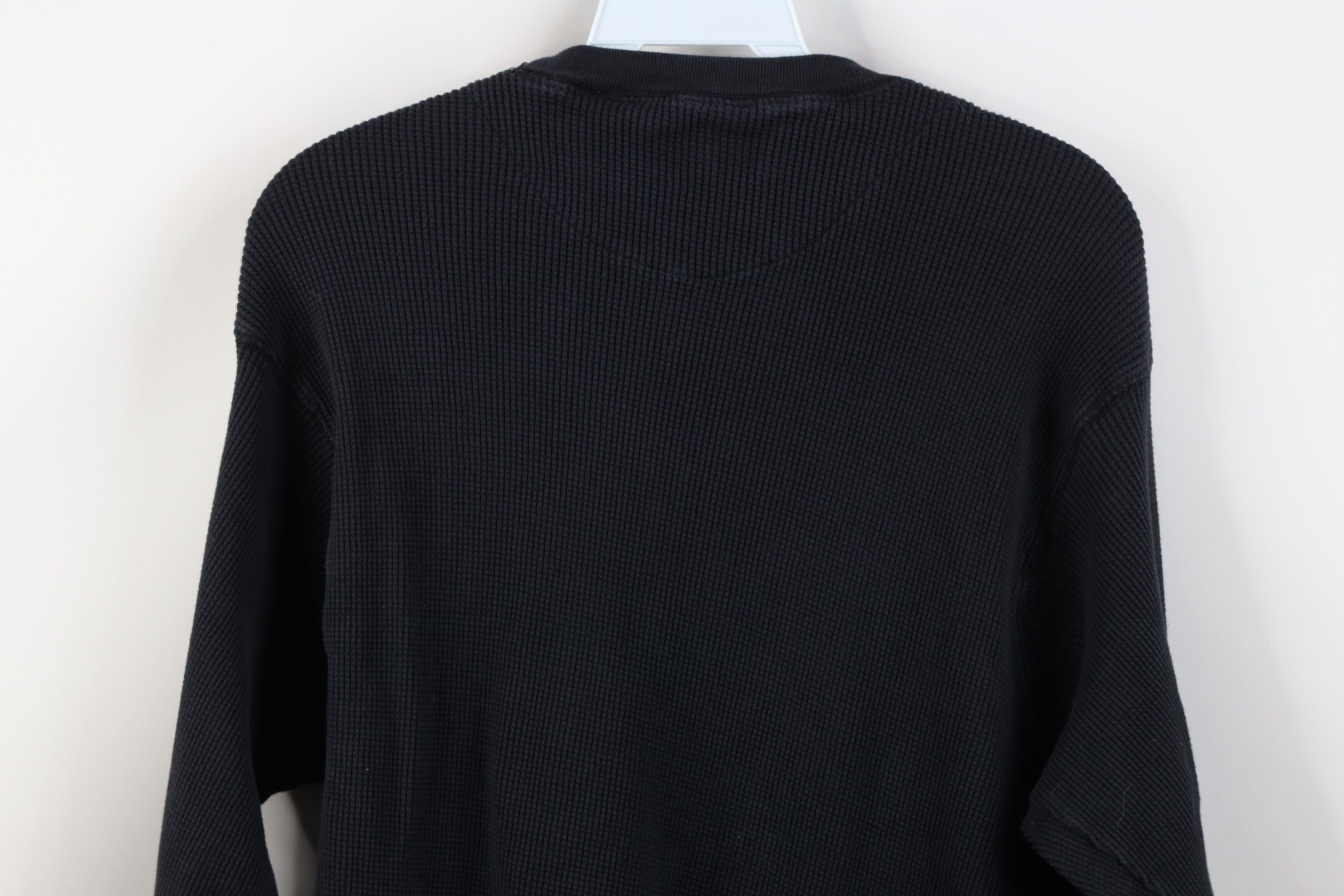 Vintage Vintage 90s Y2K Waffle Knit Long Sleeve T-Shirt Black Size US L / EU 52-54 / 3 - 10 Thumbnail