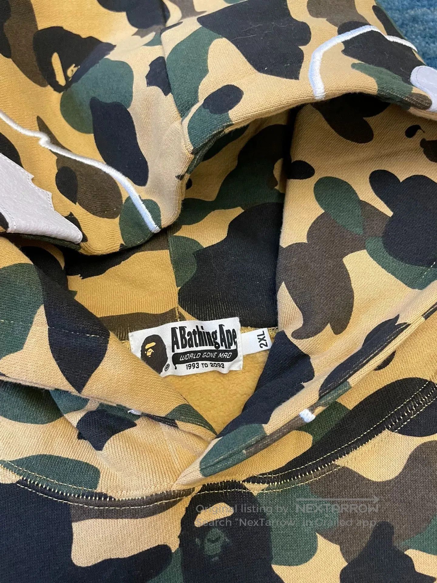 Bape Bape Classic Yellow Camo Ape Hoodie. Size US XXL / EU 58 / 5 - 4 Thumbnail