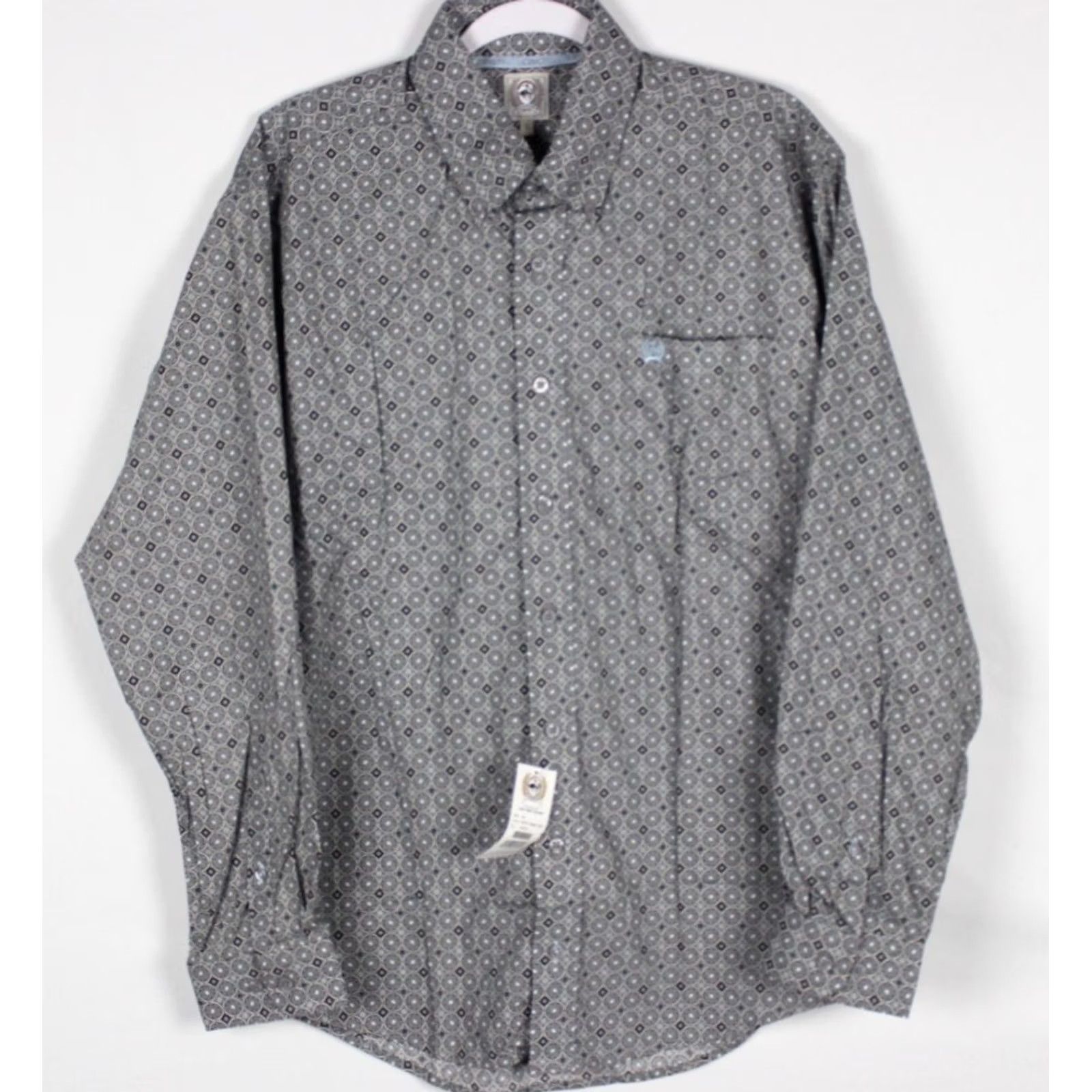 Vintage Cinch Men's Classic Fit Button Down Western Shirt Long Sleeve Gray Geo Print Size US S / EU 44-46 / 1 - 2 Thumbnail