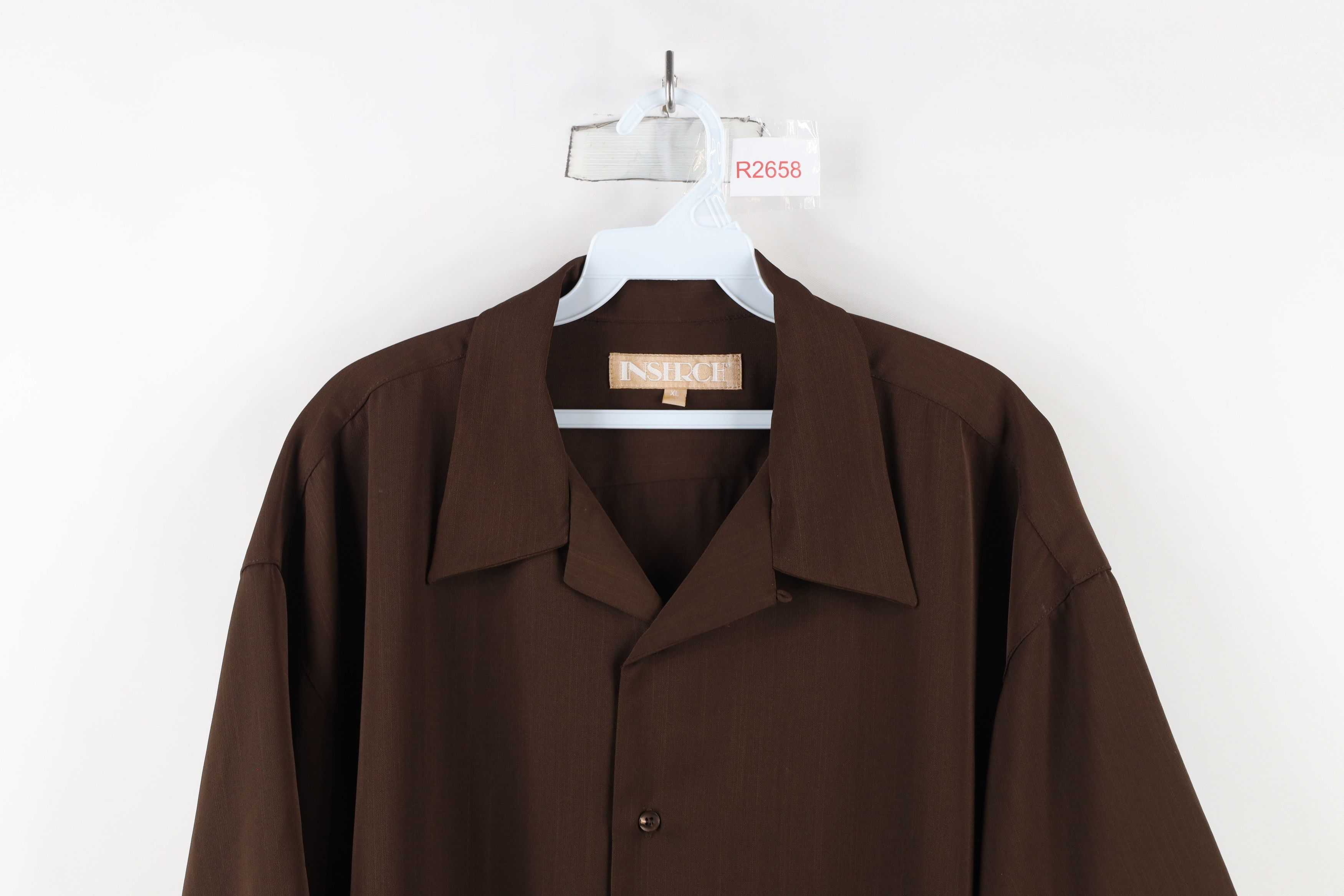 Vintage Vintage 90s Rockabilly Streetwear Collar Button Shirt Brown Size US XL / EU 56 / 4 - 2 Thumbnail
